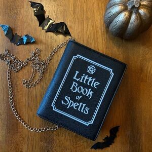 Little Book of Spells Crossbody Purse | Witchy Faux Leather Bag with Chain Strap